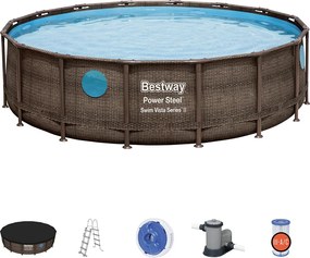 Bestway BORA BORA rattan hatású fémvázas medence szett 549 x 122 cm