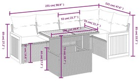 6 részes bézs polyrattan kerti ülőgarnitúra párnával