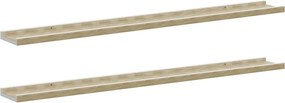 vidaXL 2 db fehér és sonoma tölgy színű fali polc 100 x 9 x 3 cm