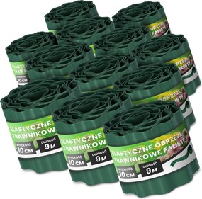 Gyepszegély 10 cm 108m Kerti Hullámos Paliszád Border Zöld Us-t