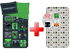 Minecraft Ágyneműhuzat És Gumis Lepedő Szett