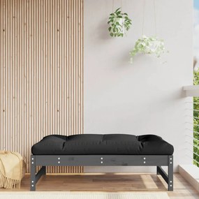 vidaXL szürke tömör fenyőfa kerti lábzsámoly párnával 120x80 cm