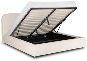 Franciaágy Krém Bouclé Kárpittal. Ágyneműtartóval. 180x200 BRISTOL