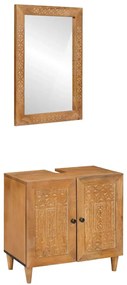 Fürdőszoba bútor szett tárolóval 2 pcs Barna 62 x 33 x 58 cm