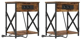 Éjjeliszekrény 2 pcs Füstölt tölgy 41 x 31 x 51 cm Faanyag