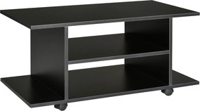 HOMCOM TV Állvány, TV Egység Polcokkal és Zárható Kerekekkel, Melamin Felület, 80x40x40 cm, Fekete | Aosom