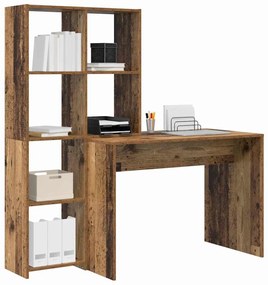 Asztal polcokkal tárolóval Régi fa 138.5 x 55 x 143 cm Faanyag
