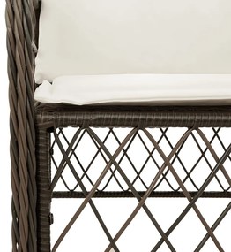 3 részes barna polyrattan bisztrógarnitúra párnákkal