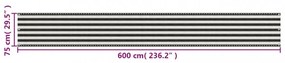 balkon napellenző HDPE 75x600 cm Antracit és fehér