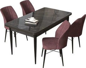Arp étkezőgarnitúra, fekete márvány-púderrózsaszín, 110 cm
