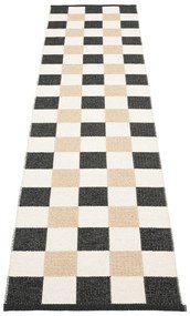 Fekete-krémszínű kültéri-beltéri futószőnyeg 70x300 cm Pix Black Vanilla – Pappelina