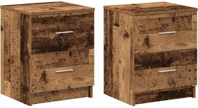 vidaXL 2 db antik fa színű éjjeliszekrény 2 fiókkal 40x36x50 cm