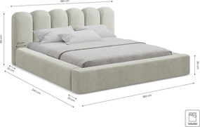 Bézs kárpitozott ágyneműtartós franciaágy ágyráccsal 140x200 cm Mano – Makamii