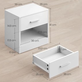 Klasszikus éjjeliszekrény 39x27.6x41cm