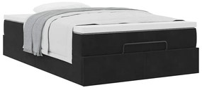 Ottomán ágykeret matraccal fekete 120x200cm bársony