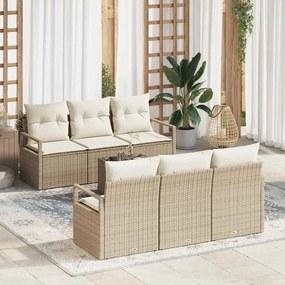 Kerti Kanapé Szett 7 pcs Beige és krém 55 x 55 x 37 cm
