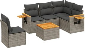 vidaXL 6 részes szürke polyrattan kerti ülőgarnitúra párnákkal