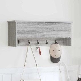 Fali Kabáthorog polcokkal Szürke sonoma 80 x 20 x 30 cm Faanyag