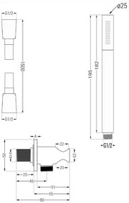 Mexen KAI - 3 kivezetésű, rejtett zuhanygarnitúra 6 az 1-ben, arany, 77602-50 szett