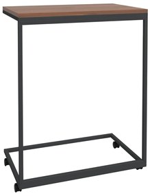 Fekete szerelt fa kisasztal kerekekkel 55x35x70 cm