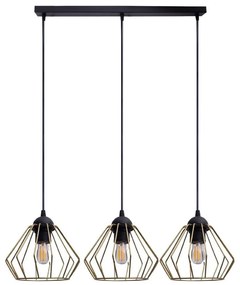 Csillár zsinóron CEED GOLD 3xE27/60W/230V fekete/arany