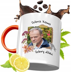 Donald Tusk Narancssárga Bögre Ajándék, fényképes nyomattal
