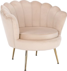 Fotel Art-deco stílusban, bézs Velvet anyag/gold chróm-arany, NOBLIN
