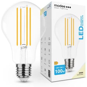 LED lámpa , égő , izzószálas hatás , filament  , E27 foglalat , A70 , 12 Watt , természetes fehér ,  Modee