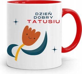 Piros Bögre Apának Jó Reggelt Apukának, fényképes nyomattal