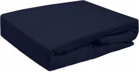 Gumis frottír lepedő sötétkék 160x200
