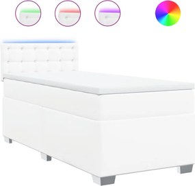 vidaXL fehér műbőr rugós ágy matraccal 100 x 200 cm