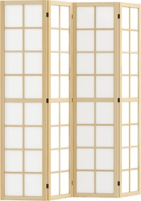 HOMCOM 4 Panel Szobaelválasztó 160 cm x 170 cm Privát Képernyő, Összecsukható Szobaelválasztó a Nappaliba, Természetes | Aosom