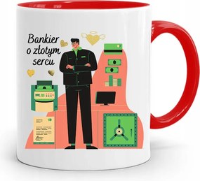 Bankárnak Piros Bögre Születésnapi Ajándék fényképes nyomtatással