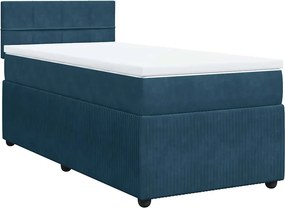 vidaXL kék bársony rugós ágy matraccal 90 x 190 cm