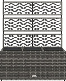 Outsunny Virágtartó Függőlegesen Mászó Növényekhez, Magaságyás 3 Belső Cseréppel, Acél és PE Rattan Szerkezet, 84x30x107 cm, Szürke | Aosom