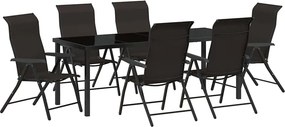 vidaXL Kert étkező szett 7 pcs Fekete Kávé Porszórt acél
