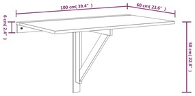 füstös tölgy szerelt fa összecsukható fali asztal 100x60x56 cm