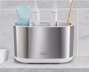 Ezüstszínű rozsdamentes acél fogkefetartó állvány Duo Steel – Joseph Joseph