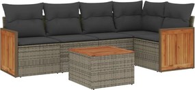 vidaXL 6 részes szürke polyrattan kerti ülőgarnitúra párnákkal