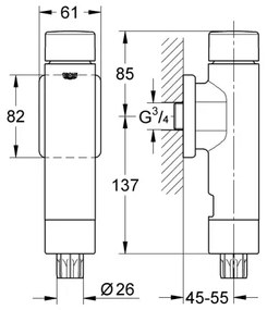 GROHE 37349000 - Nyomásos öblítő RONDO A.S. 3” fényes króm
