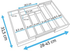 Bluegarden, bambusz fiókos evőeszköz-rendező, barna, HOM-00001