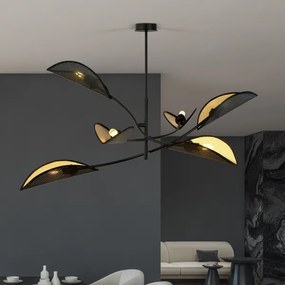 Csillár rúdon LOTUS 6xE14/10W/230V fekete/arany