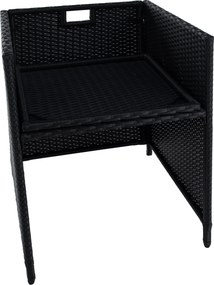 Kerti rattan szett, akácfa, fekete/krémszínű/természetes, MELFORD