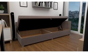 Kárpitozott vendégágy AMSTERDAM, univerzális fejtámlával és tárolóhellyel 90x200 cm, bézs