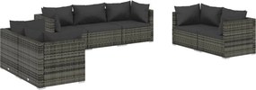 vidaXL 7 részes szürke polyrattan kerti ülőgarnitúra párnákkal