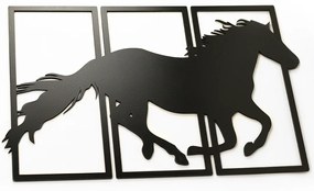 Vidám Fal |  Fából készült fali dekoráció Trappoló ló fekete