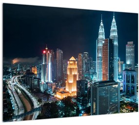 Kép - Éjszaka Kuala Lumpurban (üvegen) (70x50 cm)