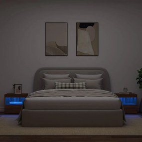 2 db barna tölgy színű éjjeliszekrény LED-ekkel 50x40x45 cm