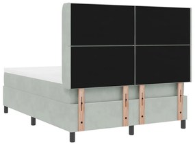 Boxspring Ágy Matrac Különleges Világosszürke 140x200 cm Bársony