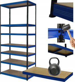 Tárolószekrény fém állvány Helios 270x110x30cm 7Px175kg Tömör Kék